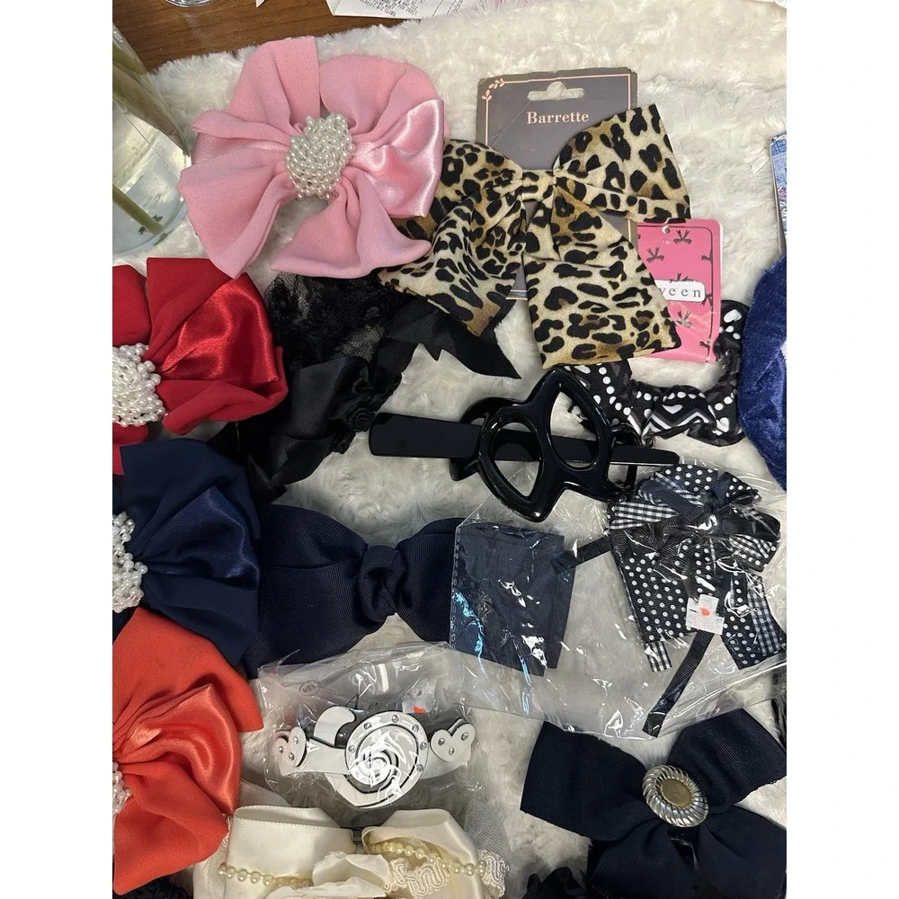 Lot of Hair Bows and Clips: Assorted Styles and Colors